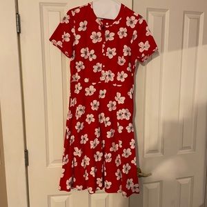 JCrew size 6 red floral shirt dress